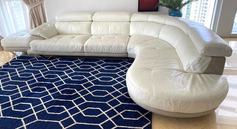 Dfs blue shop leather sofa
