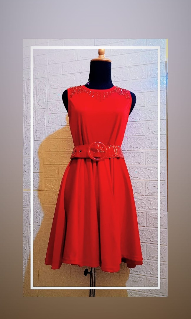 Dress Merah Fesyen Wanita Pakaian Wanita Gaun And Rok Di Carousell