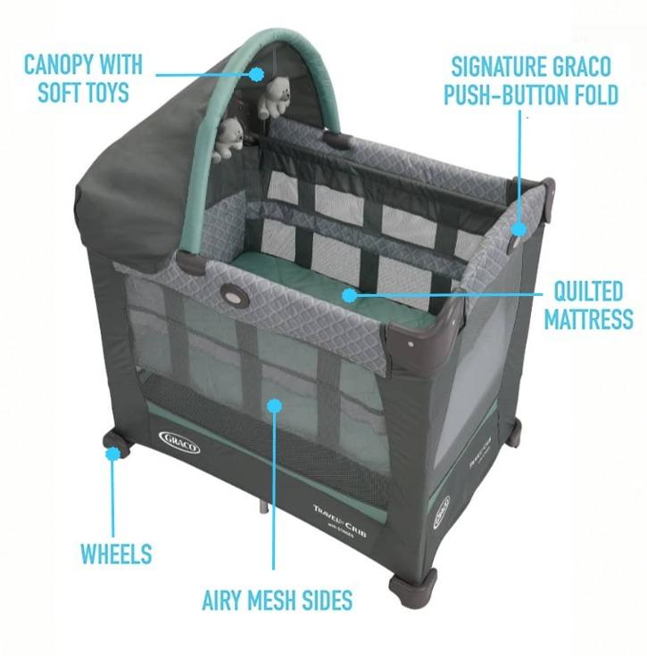 Graco Travel Lite Crib with Stages Babies Kids Baby Nursery Kids Furniture Cots Cribs on Carousell