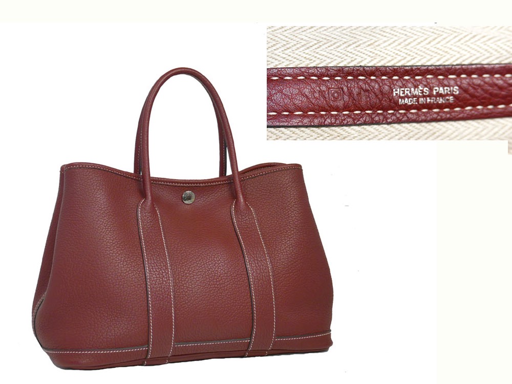 Hermes garden party 30 negonda leather rouge casaque SHW stamp square