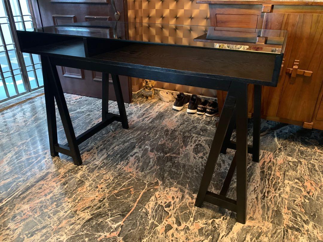 Ikea GLASS TOP computer table/desk, Furniture & Home Living, Furniture