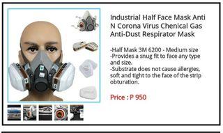 Industrial Half Face Mask Anti N Corona Virus Chenical Gas Anti-Dust Respirator Mask
 With Freebies