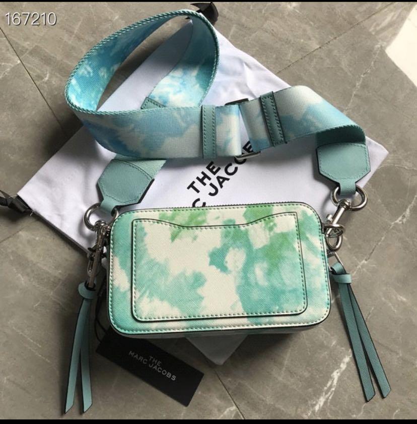Marc Jacobs L114206 Blue The Snapshot Tie-Dye Coated Leather Camera Bag