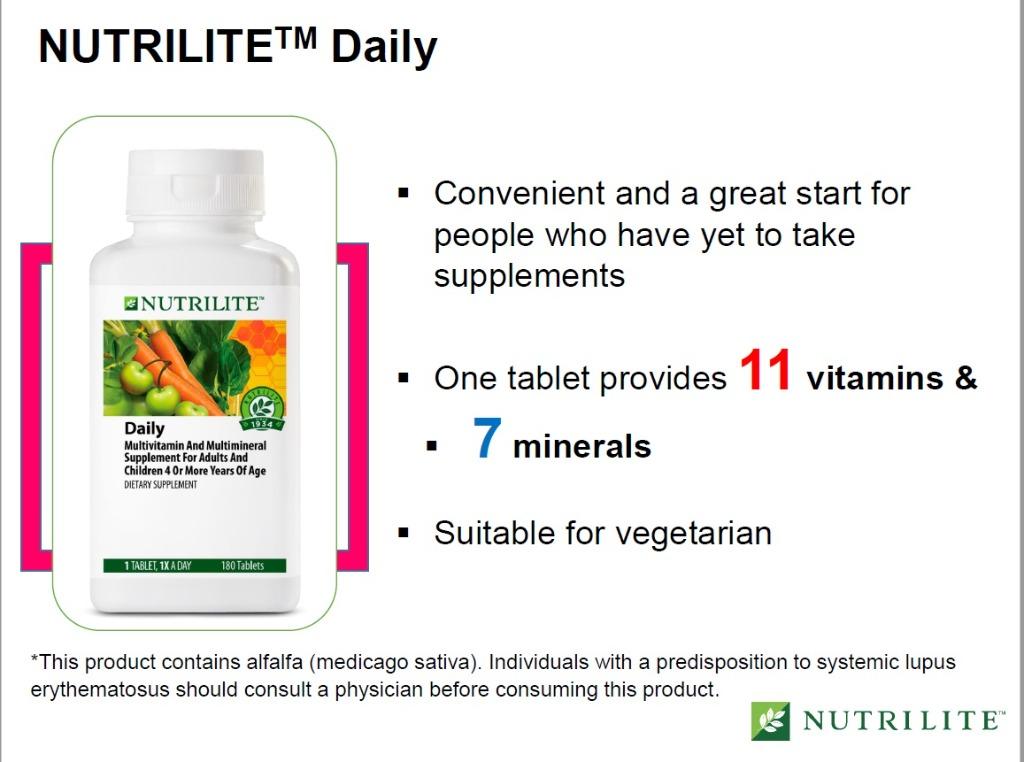 Nutrilite Daily Multivitamin and Multimineral Supplement - (180 Tablets)  (FREE DELIVERY), Health & Nutrition, Health Supplements, Vitamins &  Supplements on Carousell