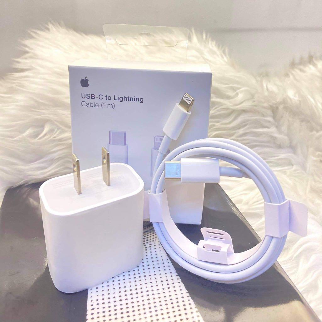 OEM - iPhone Charger 20 watts adapter & USB Type C to Lightning cable,  Mobile Phones & Gadgets, Mobile & Gadget Accessories, Chargers & Cables on  Carousell