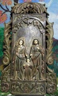 Old relleve of holy family in ivory mask