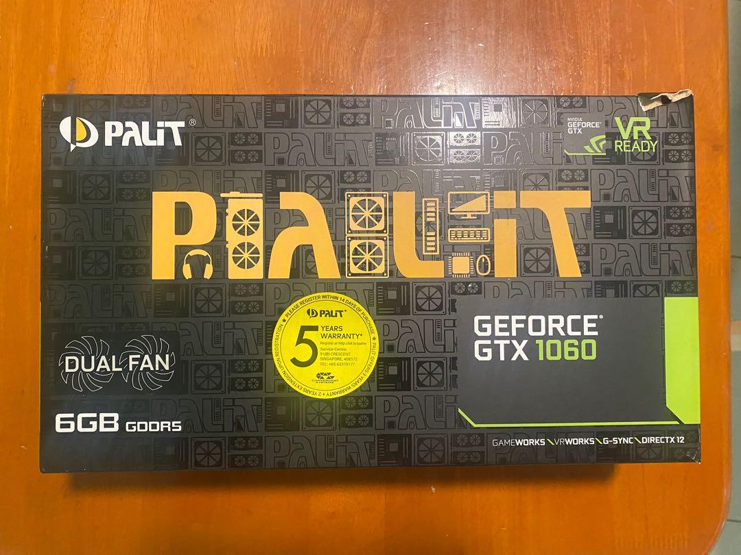 Palit GeForce GTX 1060 dual fan 6GB (new, with seal), Computers  Tech,  Parts  Accessories, Computer Parts on Carousell