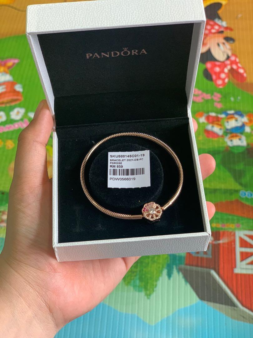 Pandora Moments Pink Fan Clasp Snake Chain Bracelet Luxury Accessories On Carousell