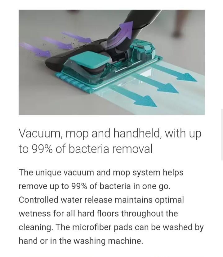 Philips Vacuum Cleaner cordless stick FC6728/01 3 in 1 vacuum mop