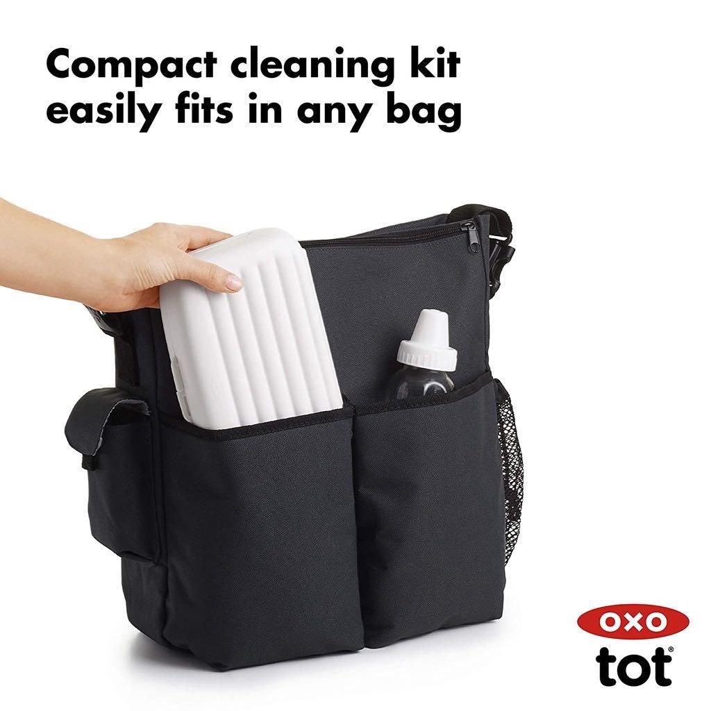 Portable Cleaning Bottle (Category: Other Babies Going Out Needs) located in San Pedro. Submitted by justforthrift (Listing ID 1094950418, Image 3). Description: Brand: Oxo Tot Description Now you can say good-bye to wet brushes and dirty bottles in inconvenient plastic bags! The OXO Tot On-the-Go Drying Rack and Bottle Brush is the all-in-one portable solution for cleaning and drying bottles, cups, nipples, pump parts and more. It opens up into 