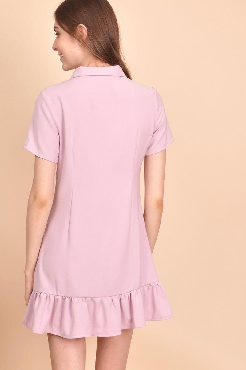 Purpur Elsie Zipper Collar Dress Blush, Women's Fashion, Dresses & Sets