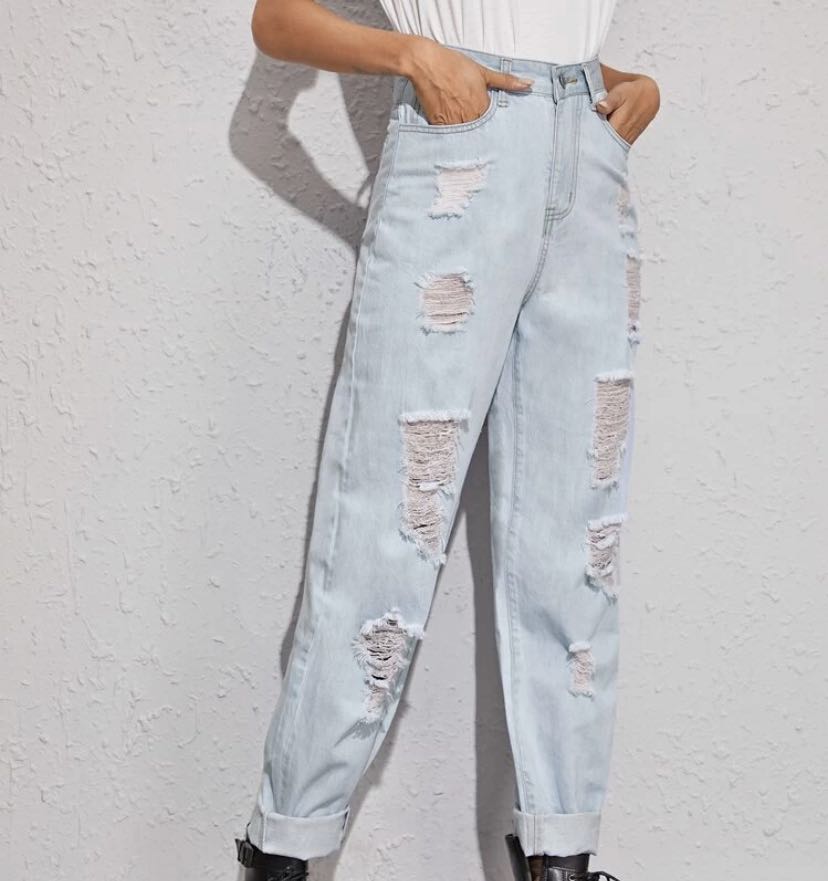 distressed baggy mom jeans