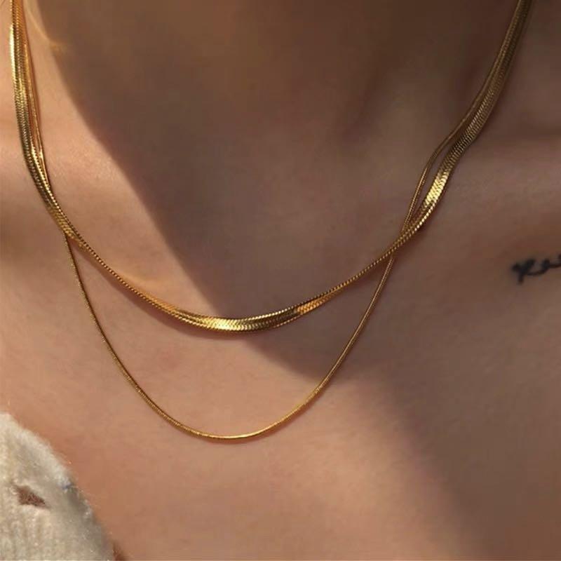 Gold flat necklace designs outlet