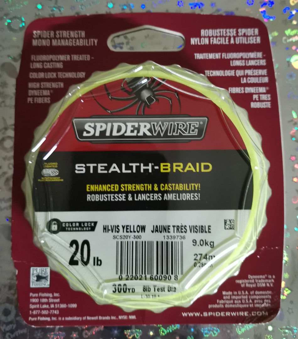 40 each Deal) Spiderwire Stealth Braid Hi-Vis Yellow (20lbs), Sports  Equipment, Fishing on Carousell