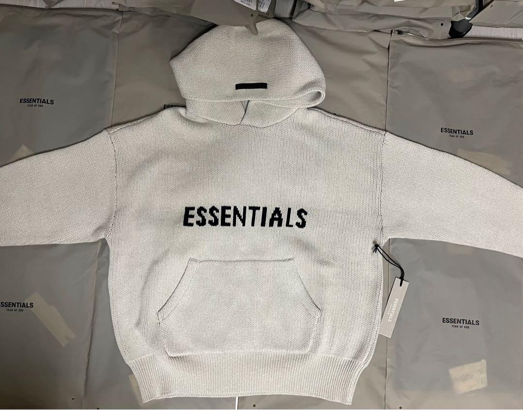 essentials knit moletom com capuz oatmeal