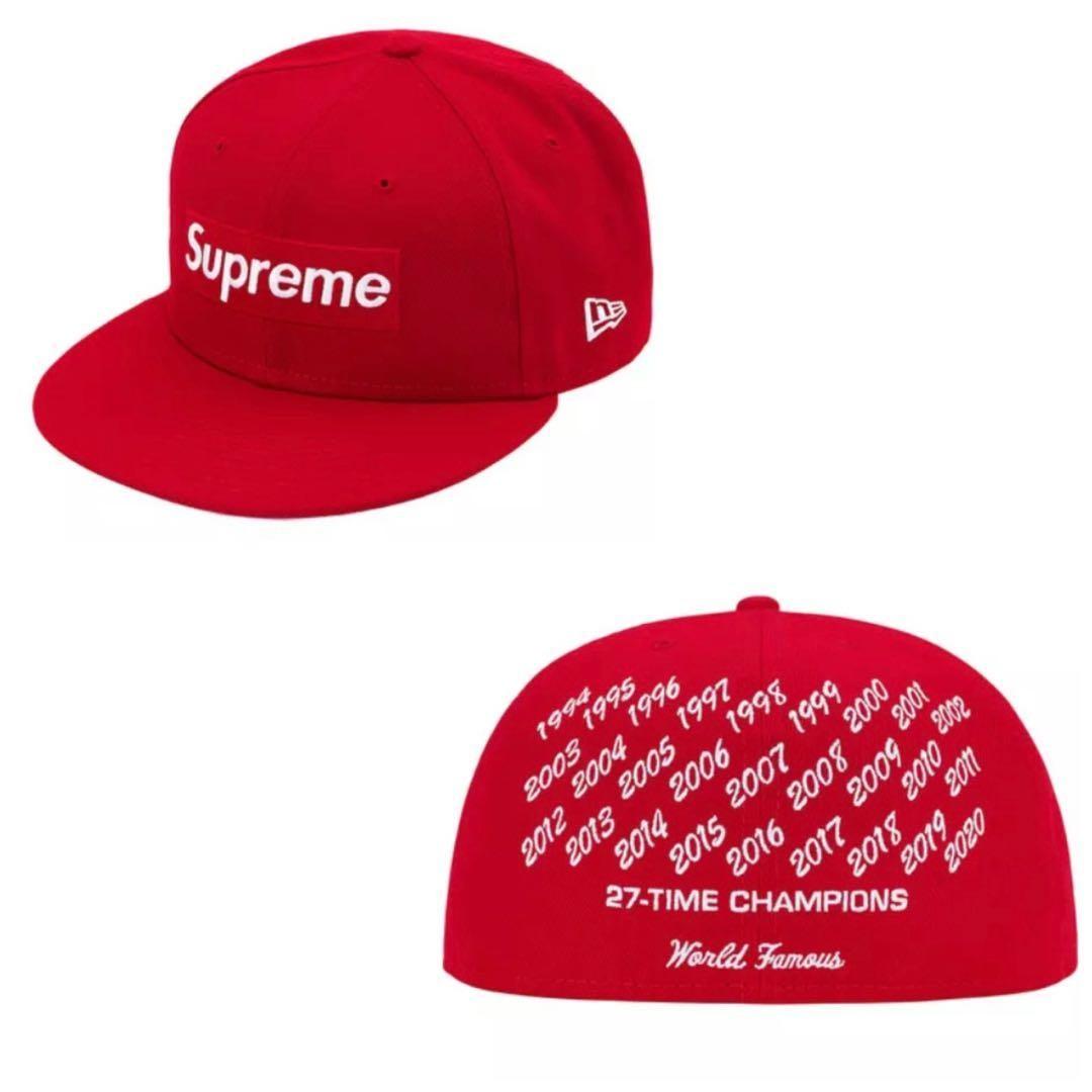Supreme x New Era Champions Box Logo Hat 'Red' Size 7 3/8 for