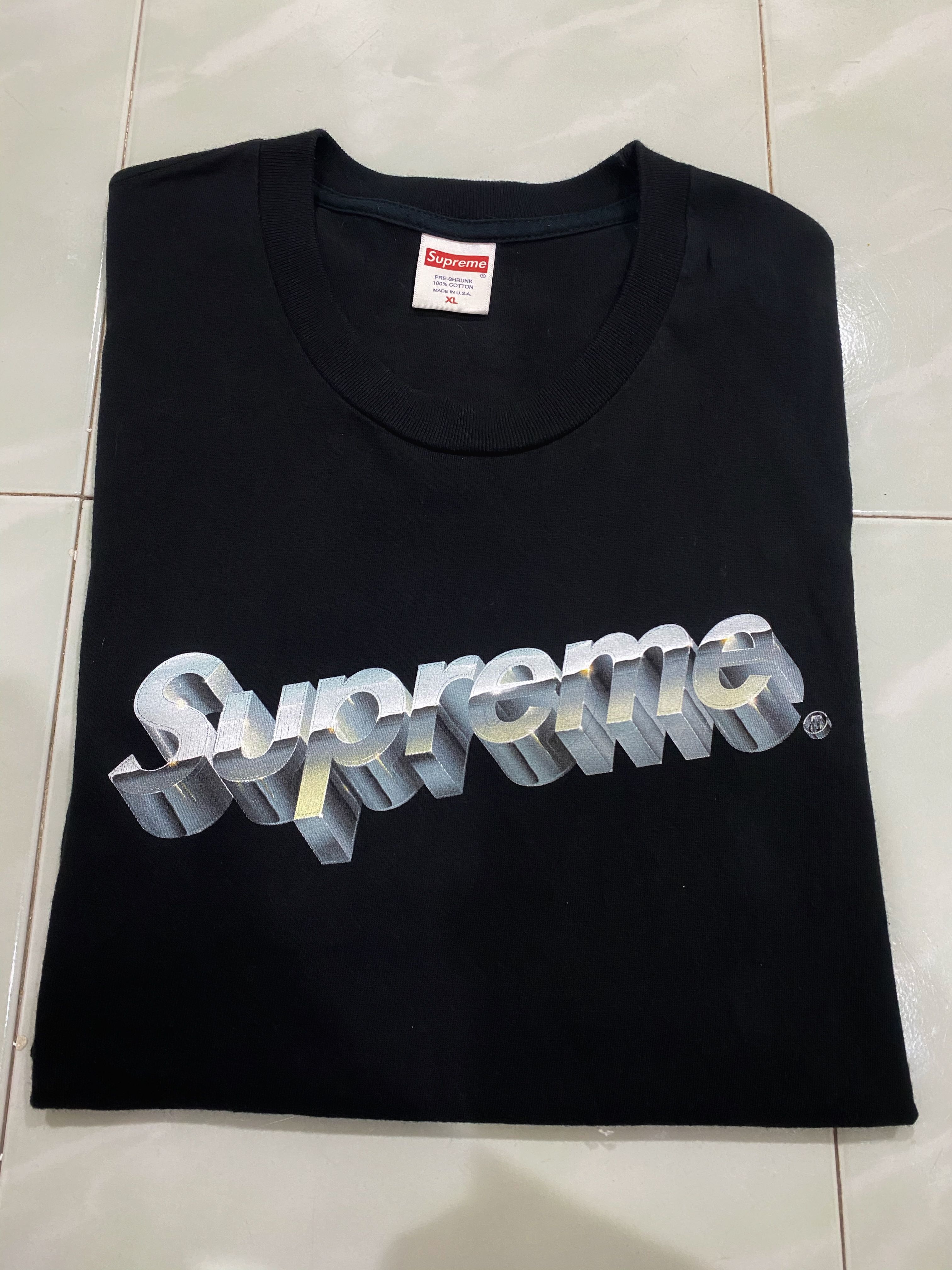 Supreme Chrome Logo Men s Fashion Tops Sets Tshirts Polo