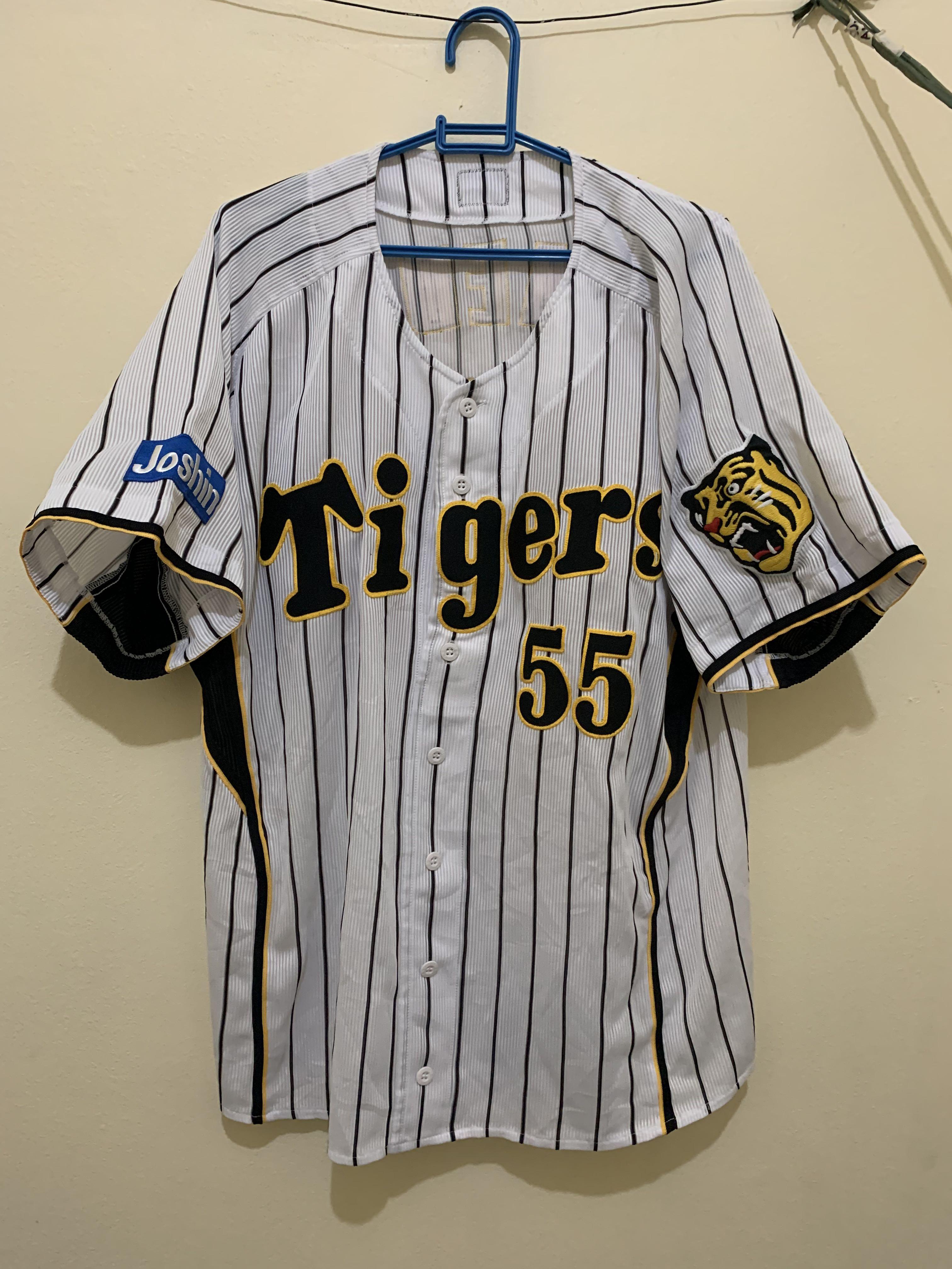 Retro Japan Promotional Hanshin Tigers Pin Stripe Baseball Light Jersey Yellow