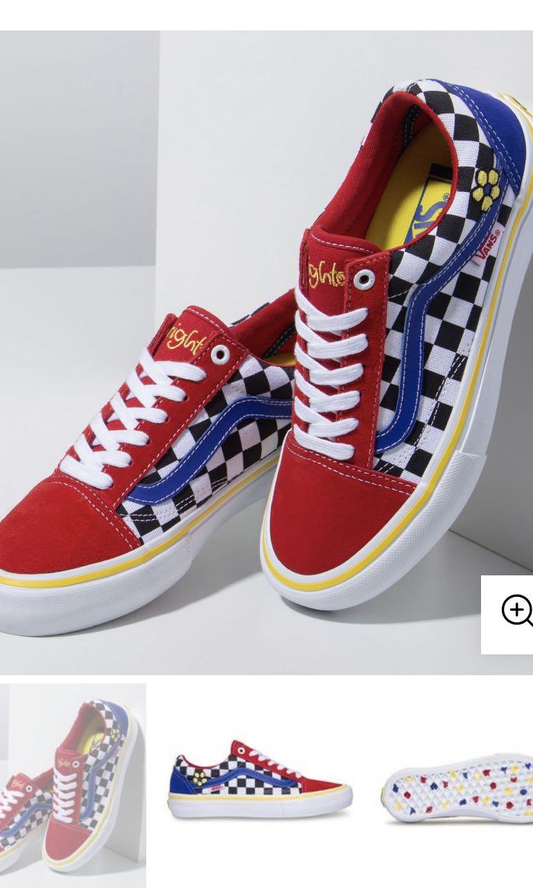 red blue yellow checkered vans
