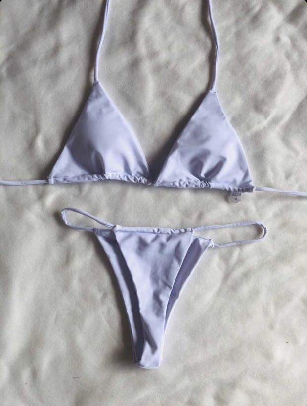 White triangle string bikini, Women's Fashion, Swimwear, Bikinis ...