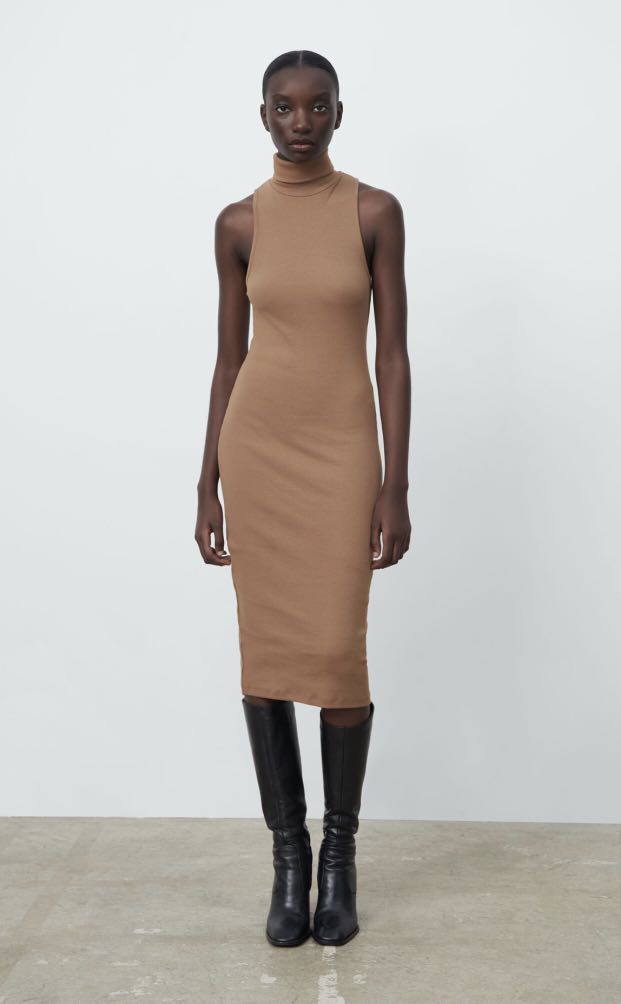 Zara high neck midi dress Women s Fashion Dresses Sets