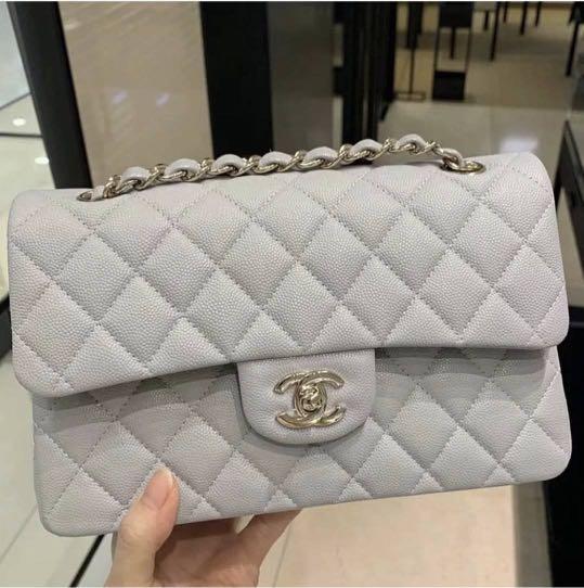 21A Chanel Grey Small Classic Flap, Women's Fashion, Bags
