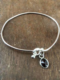 92.5 Silver Wire Bracelet with Ruby