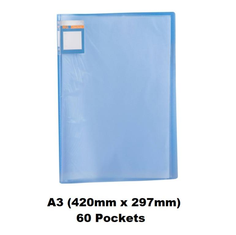 A3 Display Book Pocket Folder Plastic Folder 60 Pockets Clear Folder, A3 Drawing folder Large