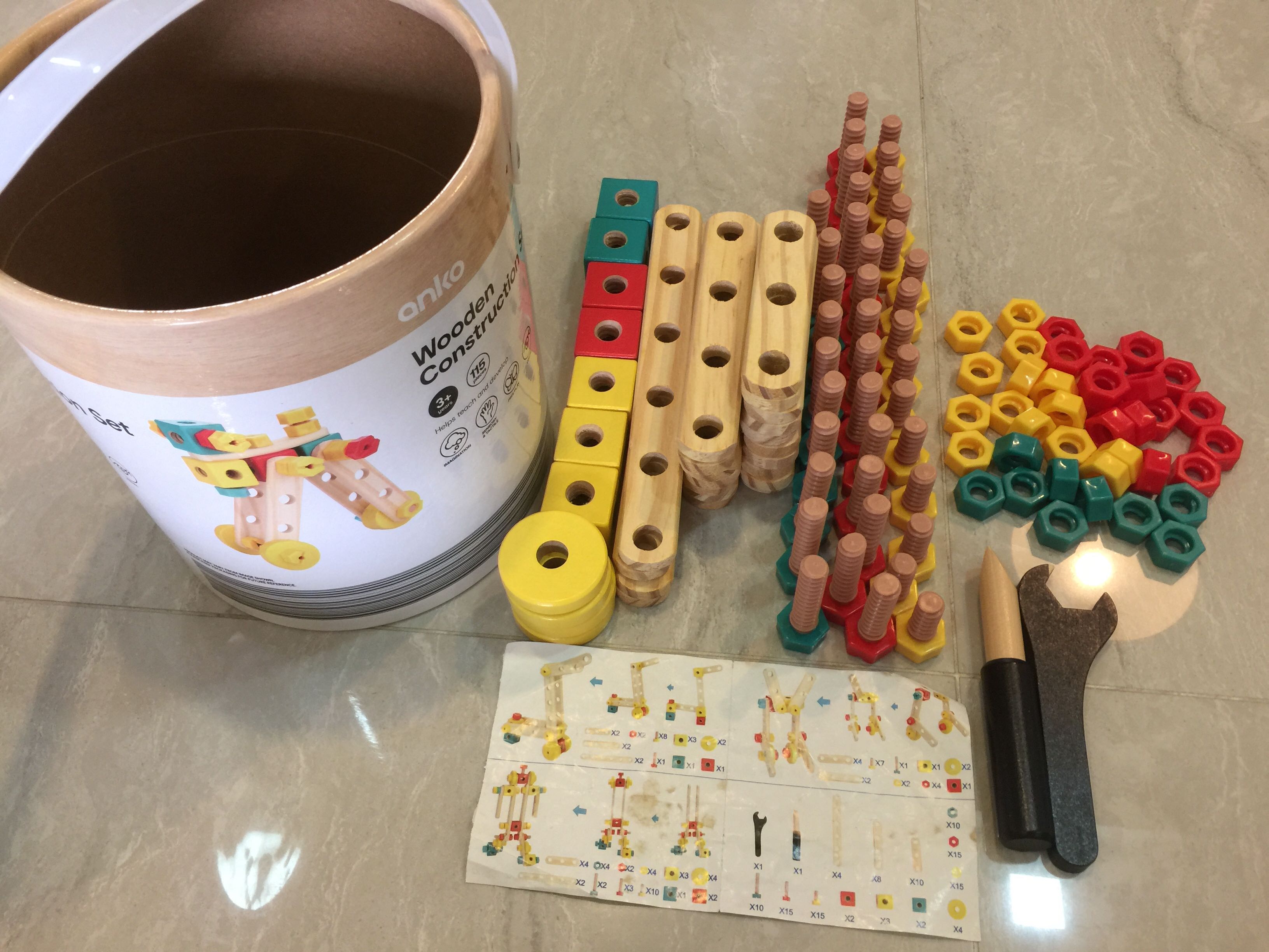 Anko Wooden Construction Set, Hobbies & Toys, Toys & Games on Carousell