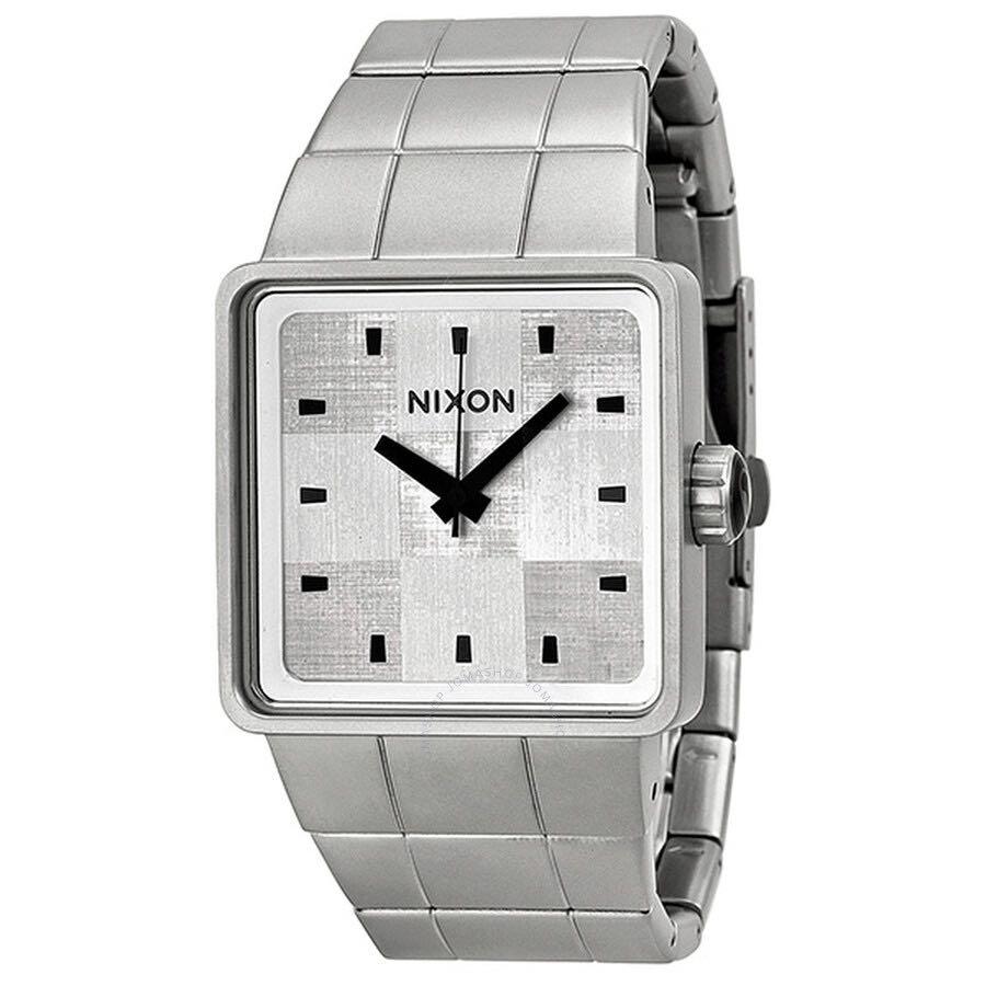 Brand New In Box Nixon Quartro Sanded Steel white square face