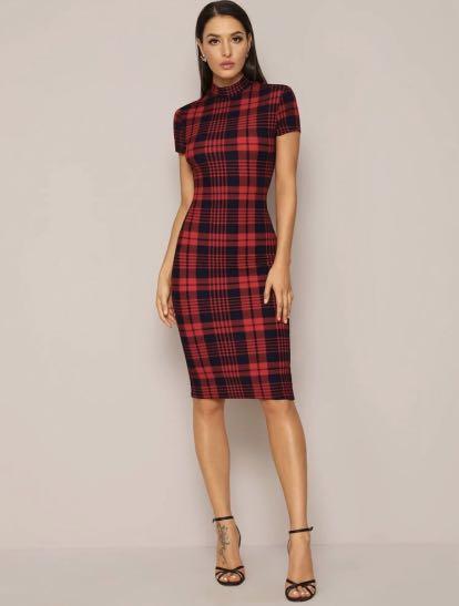 checkered bodycon dress