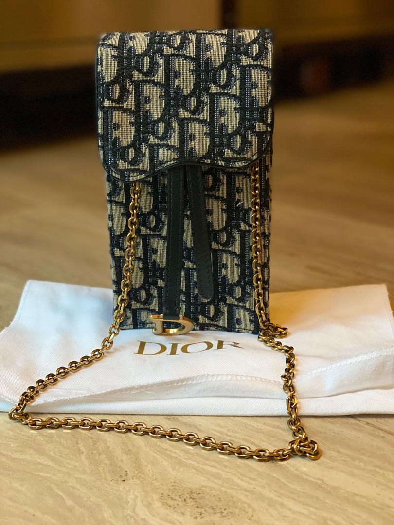 Christian Dior vertical saddle phone pouch oblique jacquard, Luxury ...