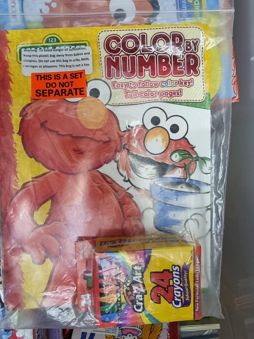 Elmo Color by Numbers Activity Book with Crayons, Hobbies ...
