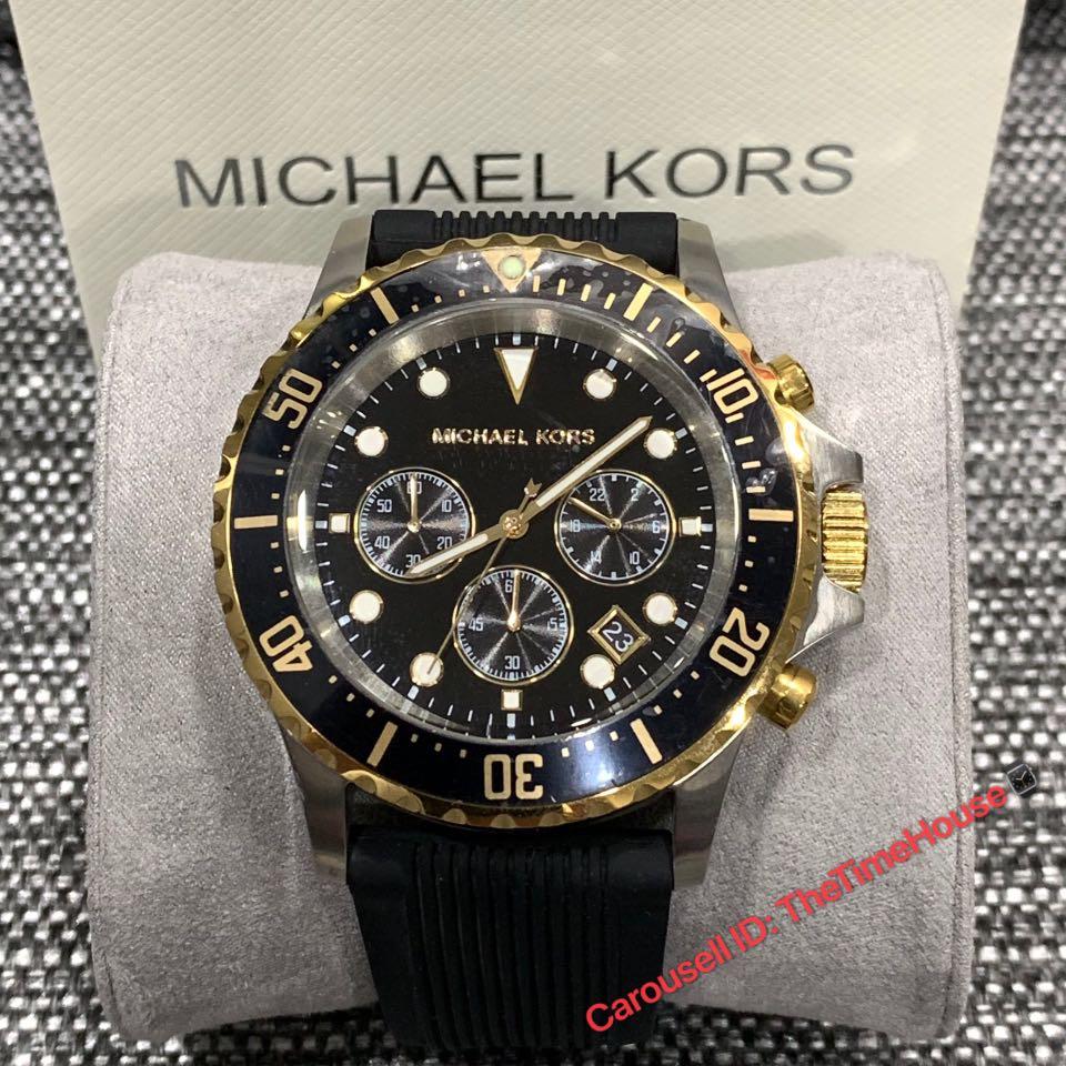 Gold and black cheap michael kors watch men's