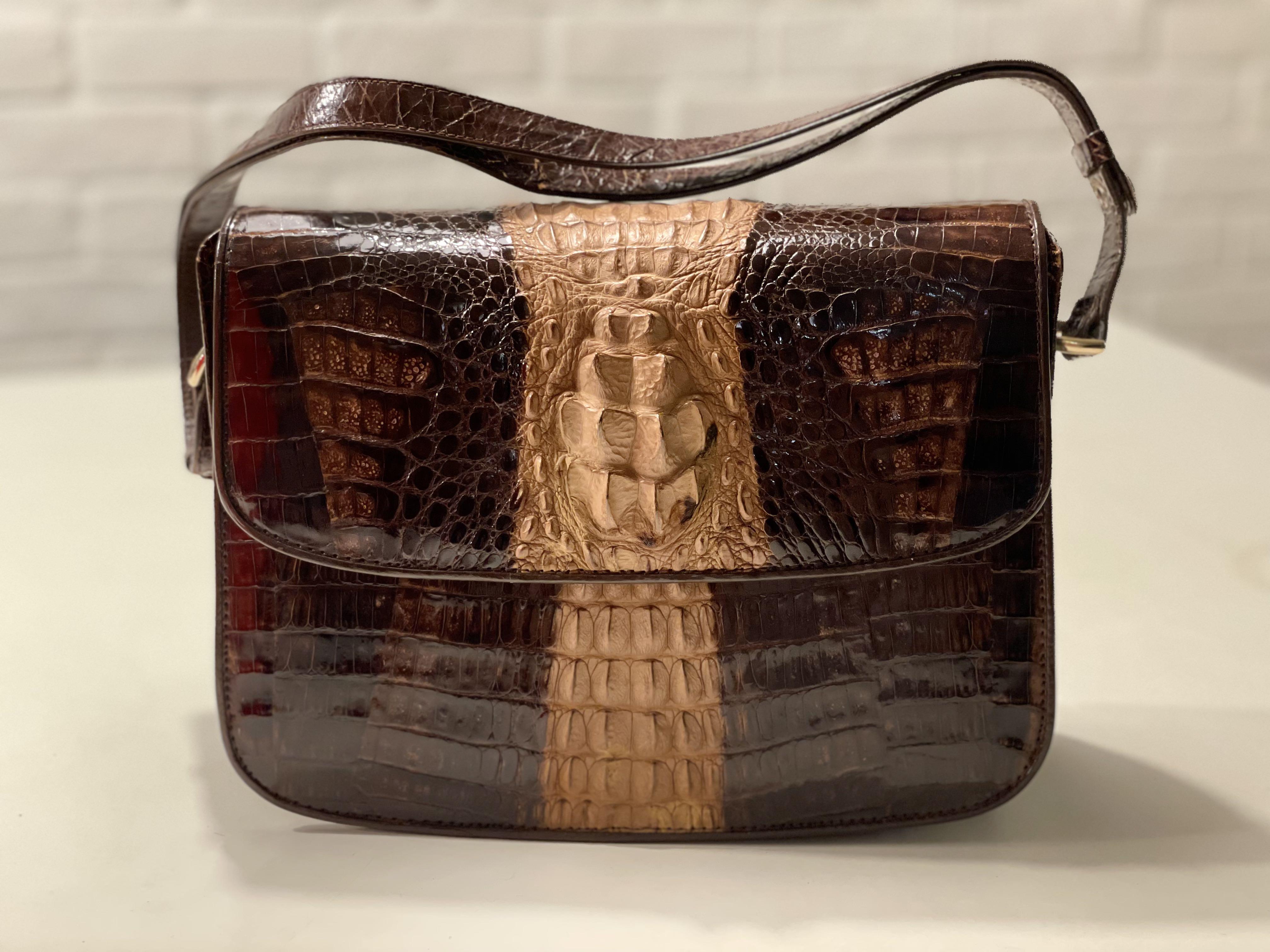 Genuine crocodile skin shoulder bag