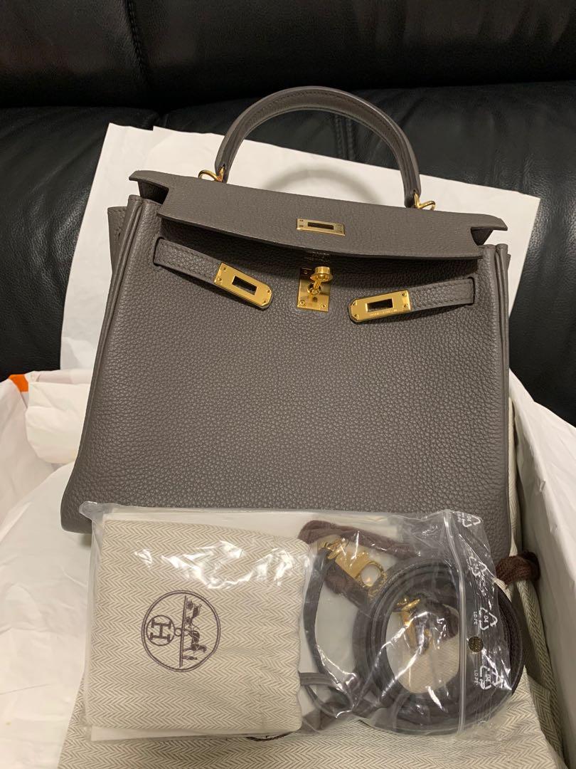 Hermes Kelly 25 Vert Rousseau PHW, Luxury, Bags & Wallets on Carousell