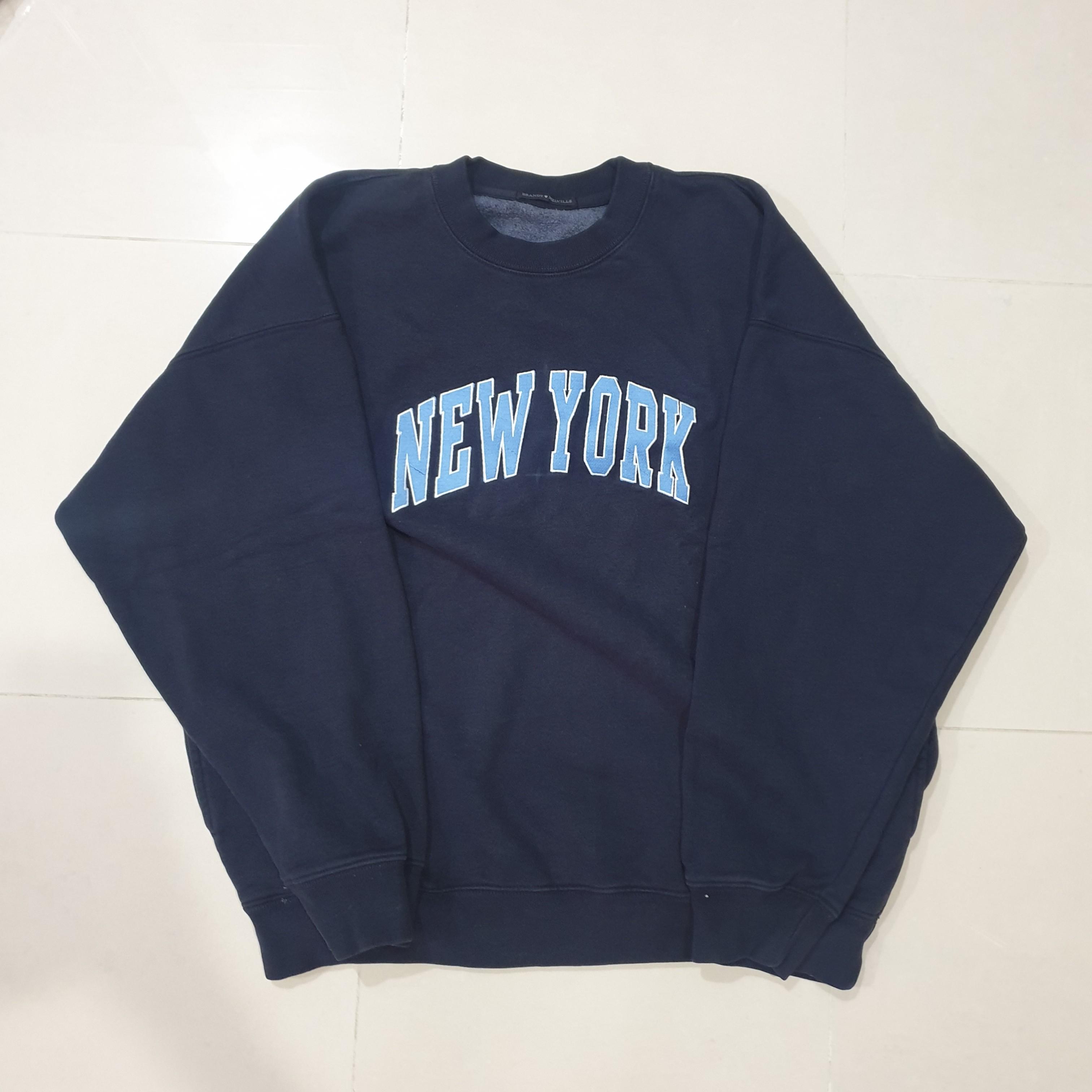 brandy melville new york sweatshirt pullover sweater navy blue oversized