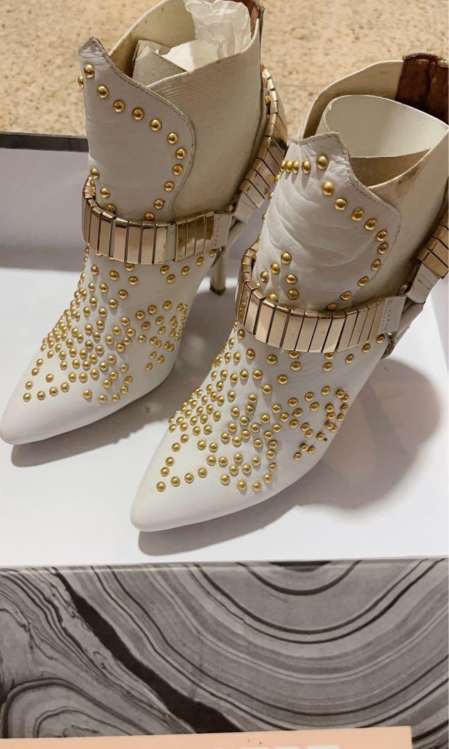 Gold studded cheap ankle boots