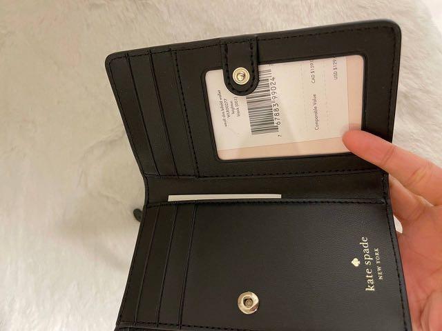 Kate Spade Leighton Small Slim Bifold Wallet in Black, Luxury, Bags &  Wallets on Carousell