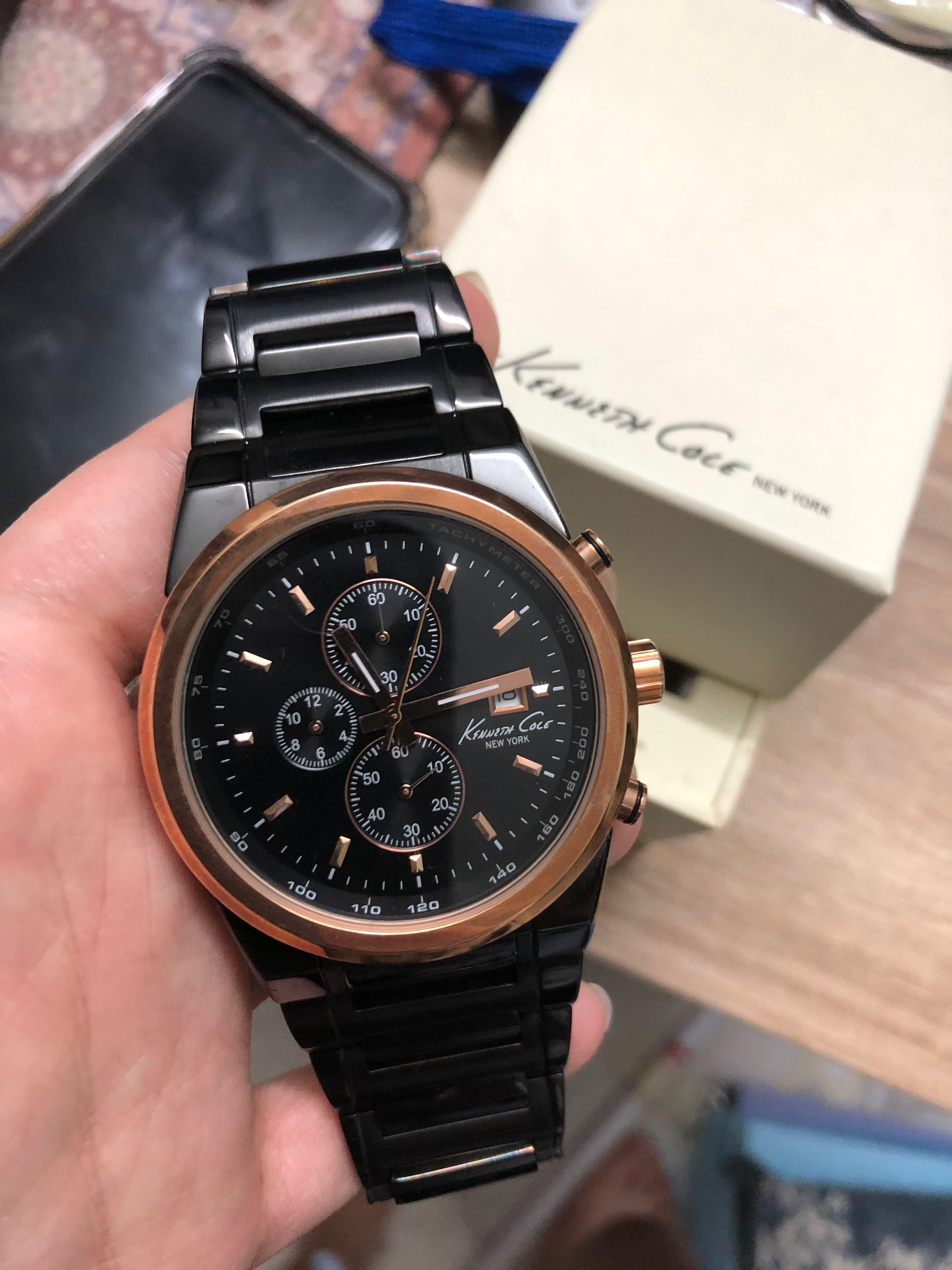 Kenneth cole black online and gold watch