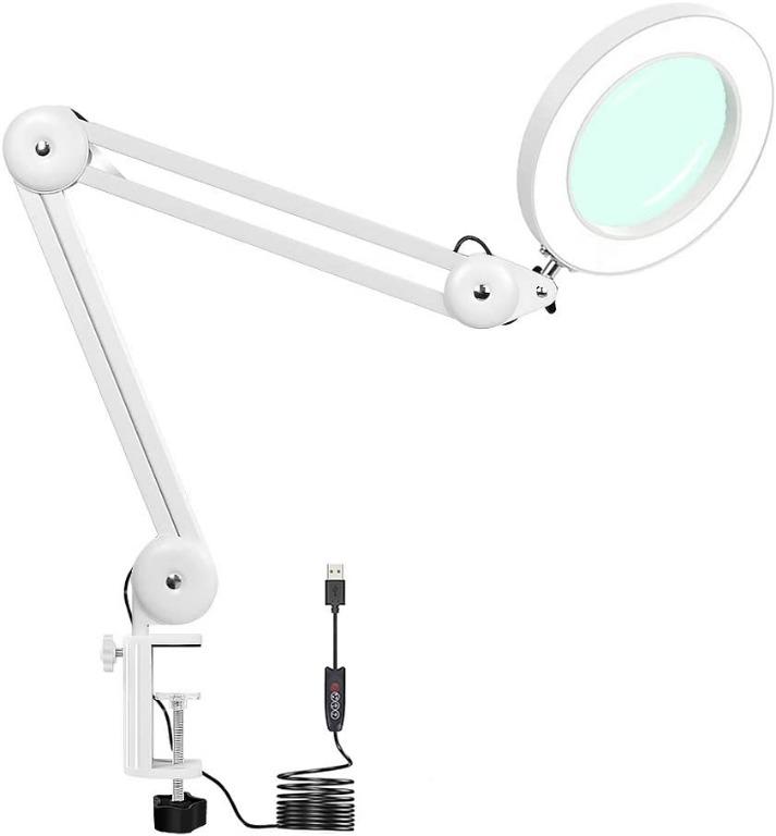 Magnifying Glass Led Lamp Newacalox 5x Magnifier Desk Lamp With 3 Colors Illuminated Usb Magnifying Lamp With Adjustable Swivel Arm For Reading Rework Workbench Everything Else On Carousell