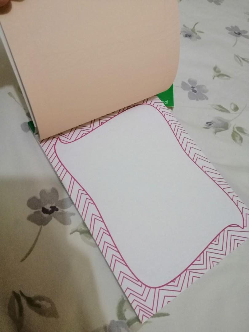 Pad works frames pad paper (Category: Craft Supplies & Tools) located in Manila. Submitted by daisythejane (Listing ID 1095081035, Image 3). Description: Pad works frames pad paper 80 pages with 8 different designs Can be used for scrapbooking or framing for picture frame or as a normal pad paper for writing or doodling Colored backing Size: 5.75"*7.5" Perforated pages Thick cardboard support at back Acid-free paper.