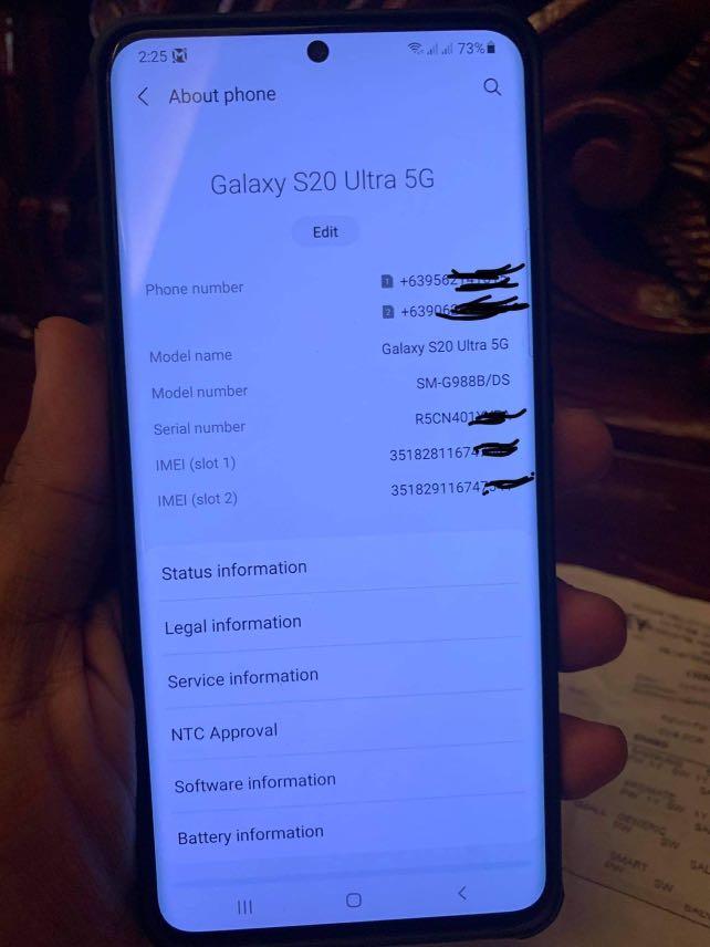 SAMSUNG S20 ULTRA 5G (Category: Samsung) located in Mandaluyong City. Submitted by 3rdwalk (Listing ID 1095019454, Image 1). Description: 128 Gig Helping a friend sell his phone. This comes with free 5 cases as you can see in the photo. He bought this for 55k last Dec but now just selling at 35k. RFS: He has switched to iPhone as he is not that used to using Android. He finds the Android OS too complicated. So this phone is just sitting in his ta