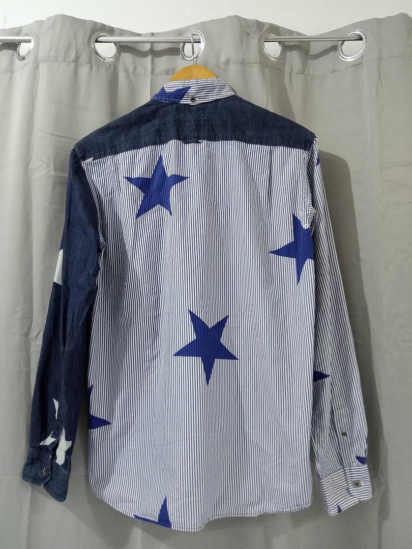 SOPHNET 15SS STAR MIX BUTTON DOWN L/S SHIRT, Men's Fashion