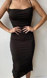Tigermist ruched black dress