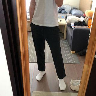 Uniqlo 黑色 二手 錐形 西裝褲 彈性 鬆緊可調 XL taper