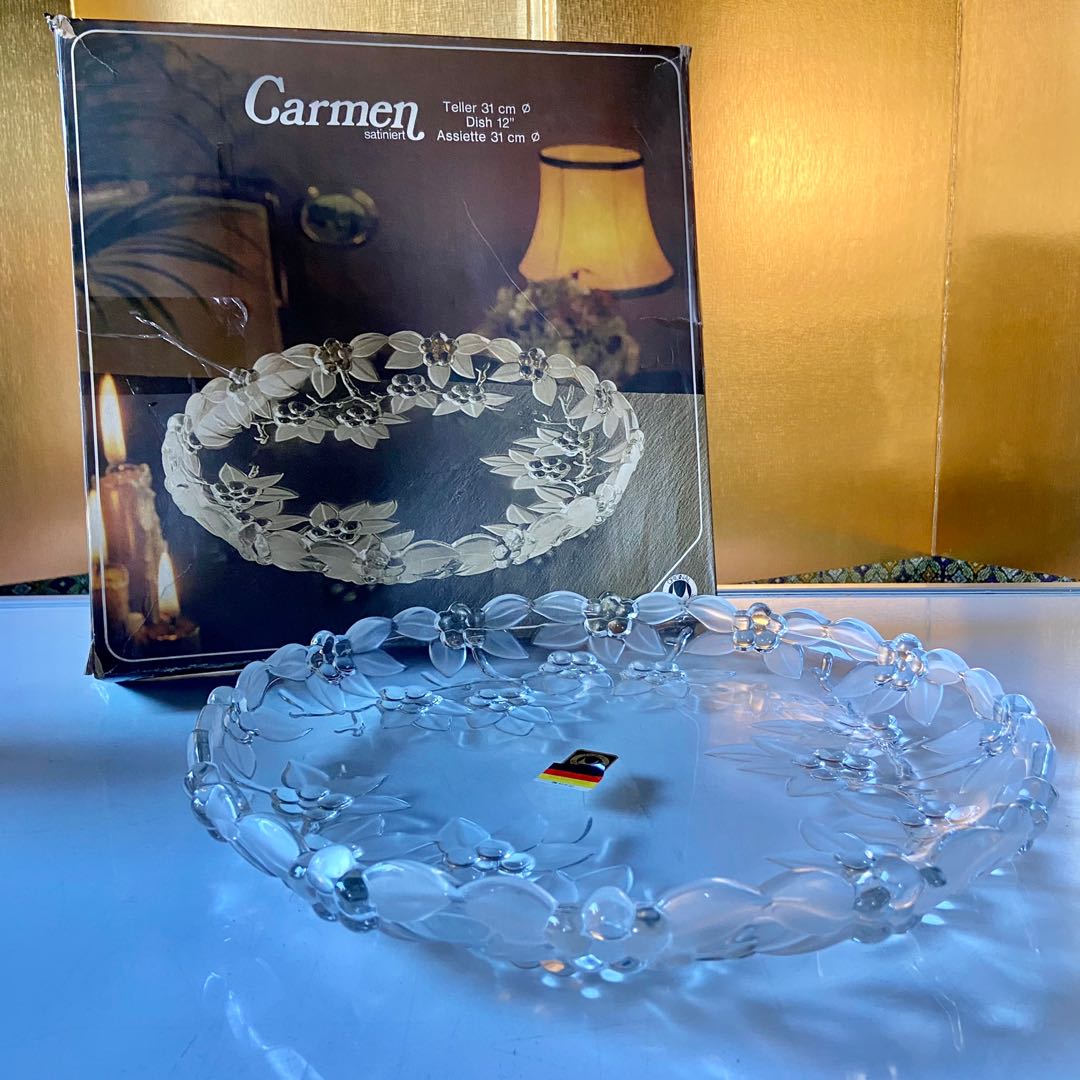 Vintage Walther Glass Mikasa Crystal Carmen Satiniert Torte Plate Platter 13.5