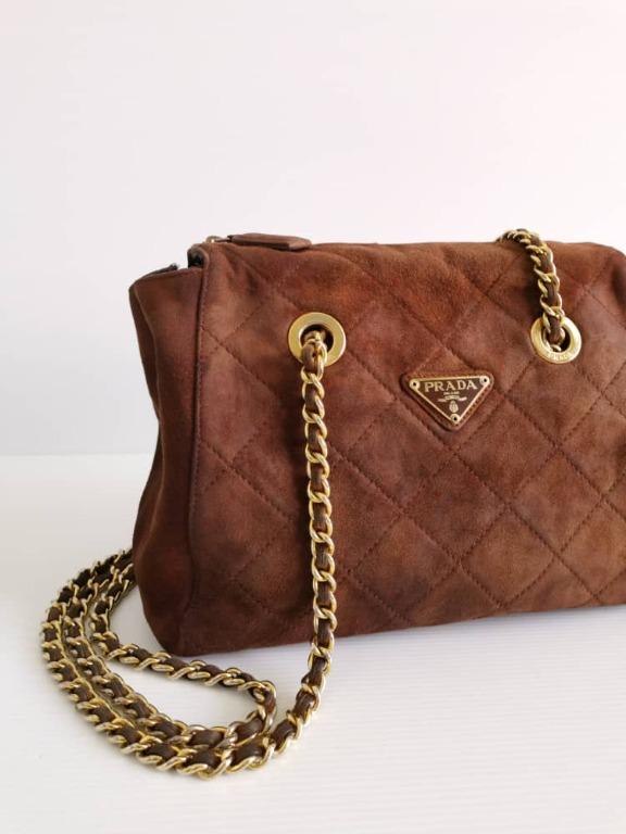 Prada suede shoulder hotsell bag