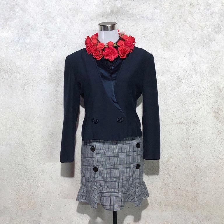 Women's Blue Cropped Blazer (Category: Coats, Jackets and Outerwear) located in Mandaluyong City. Submitted by junos.mnl (Listing ID 1095007215, Image 2). Description: Navy Blue Cropped Blazer / S-M / P200 ⠀⠀⠀⠀⠀⠀⠀⠀⠀ Shoulder: 16in Bust: 18in Length: 20.5in ⠀⠀⠀⠀⠀⠀⠀⠀⠀ *actual color may vary due to lighting* .