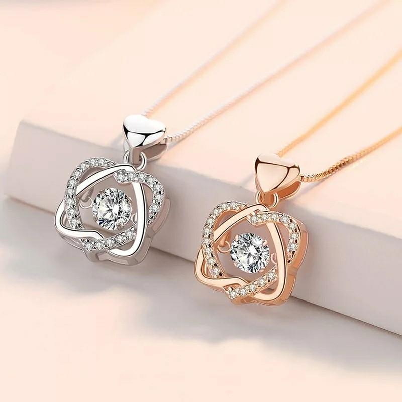 2021 heart necklace outlet set with rose